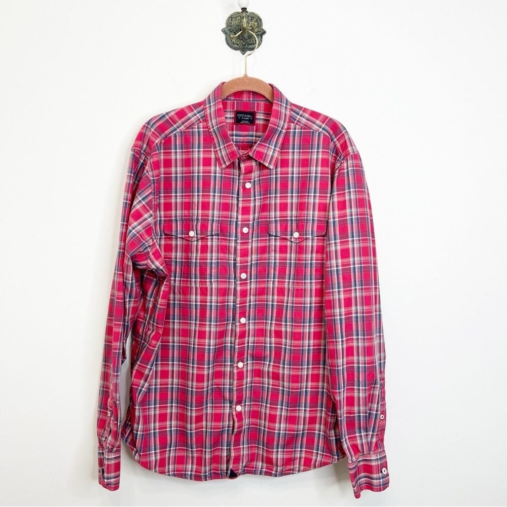 UNTUCKit Red Plaid Regular Fit Button Down Shirt Long Sleeve Mens XL Casual